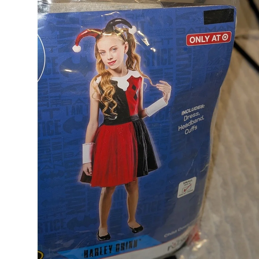 DC Comics Harley‎ Quinn Child Costume Dress Headband Cuffs Small 5-7 Years - Picture 3 of 6
